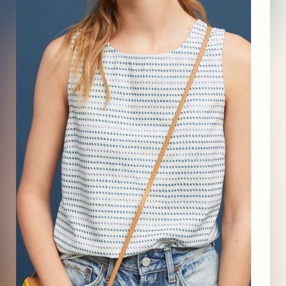 Seen Worn Kept Sleeveless Top Metallic Embroidery Tie Neck Keyhole Purple Teal 2 - Picture 1 of 10